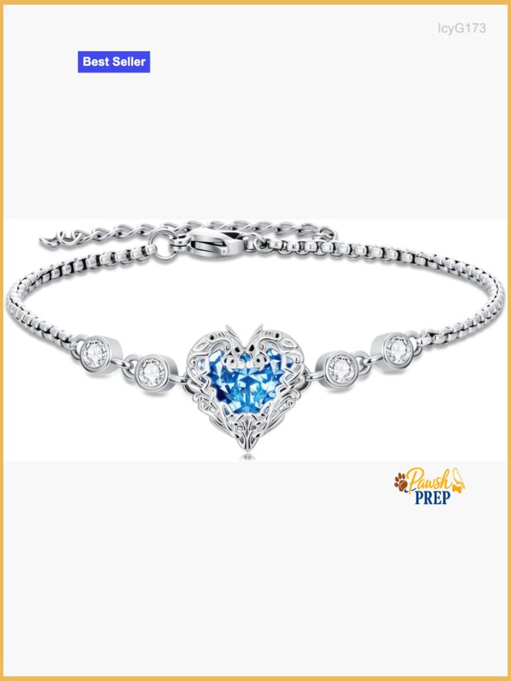 Heart Charm Bracelet Adjustable Sterling Silver Dragon Crystal Hypoallergenic